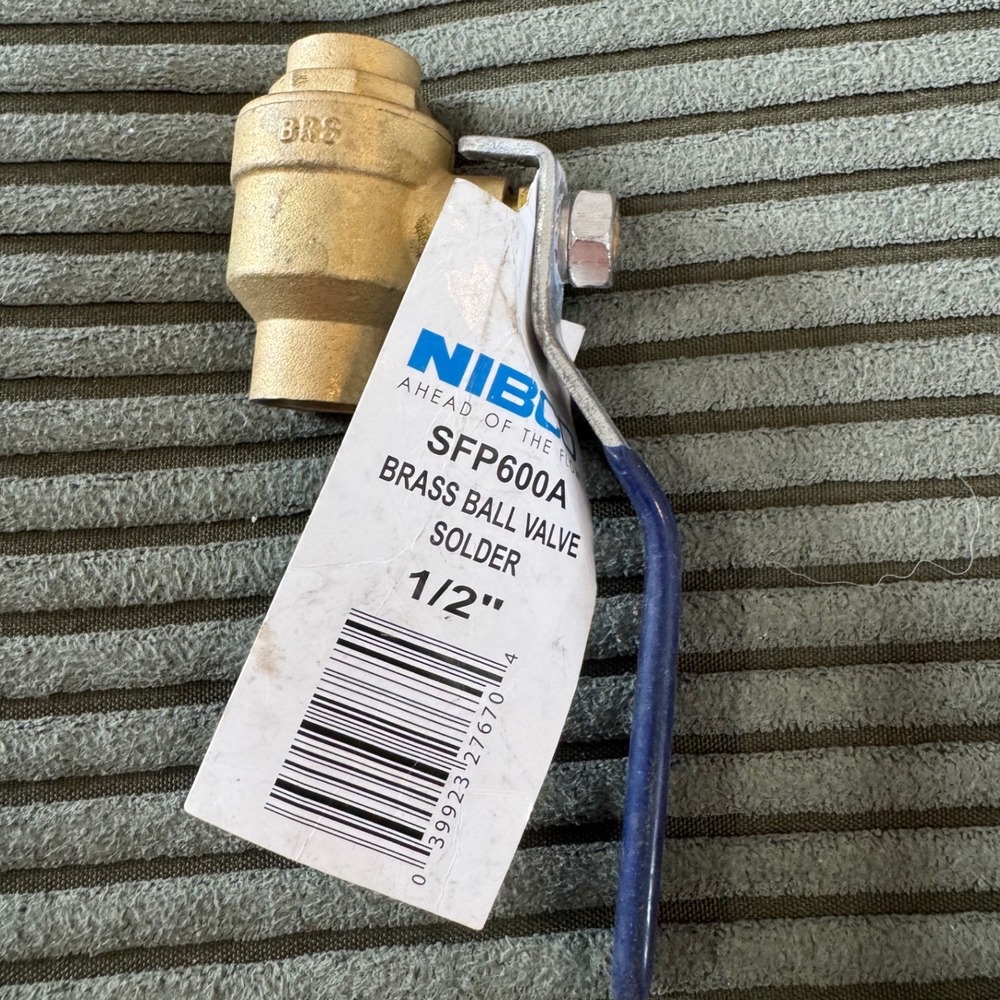 NIBCO SFP600A Brass Ball Valve 1/2 Inch Solder Connection‎ Blue Lever Handle NEW